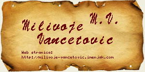 Milivoje Vančetović vizit kartica